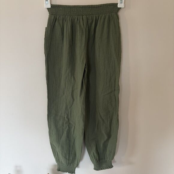 Peek Embroidered Gauze Jogger Pants Girls 12 Olive Multi Elastic Waist Pull On - Picture 8 of 11